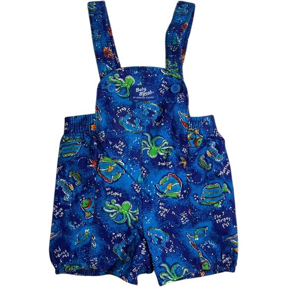 OshKosh B’gosh Vintage 90’s Ocean Print Rare Shortalls Overalls - Picture 1 of 4
